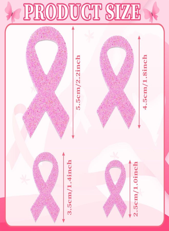JULBEAR Breast Cancer Awareness Foam Sticker, 300Pcs Pink Ribbon Glitter Self-Adhesive Foam Stickers for Women Breast Cancer Awareness Accessories Party Supplies - Image 2